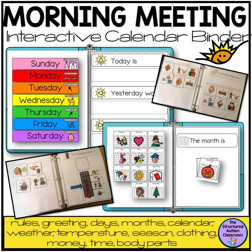 Morning Meeting Binder for Special Education, Autism, Speech therapy digital download