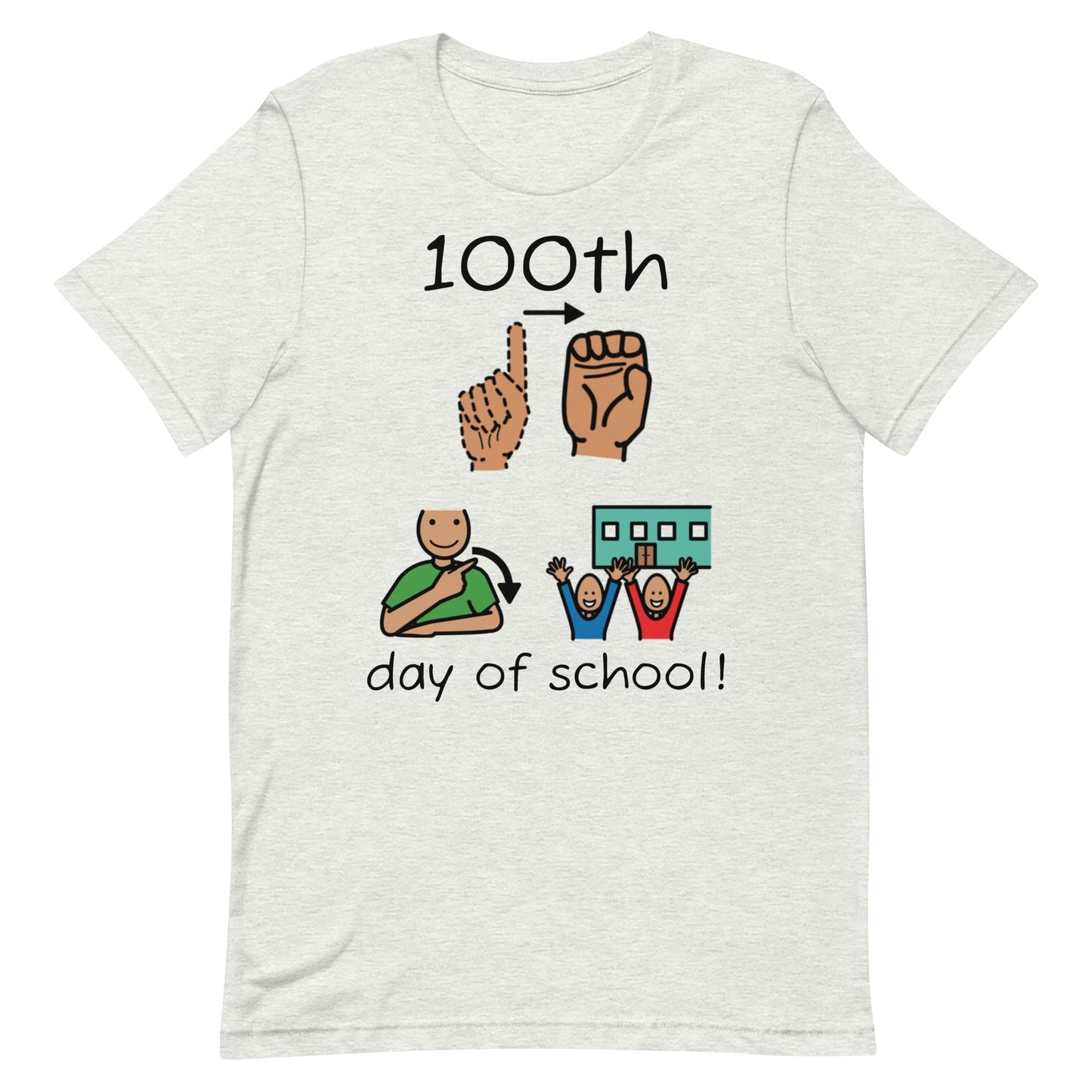 "100th Day of School" Special Education Teacher T-shirt with ASL and Boardmaker PCS Unisex