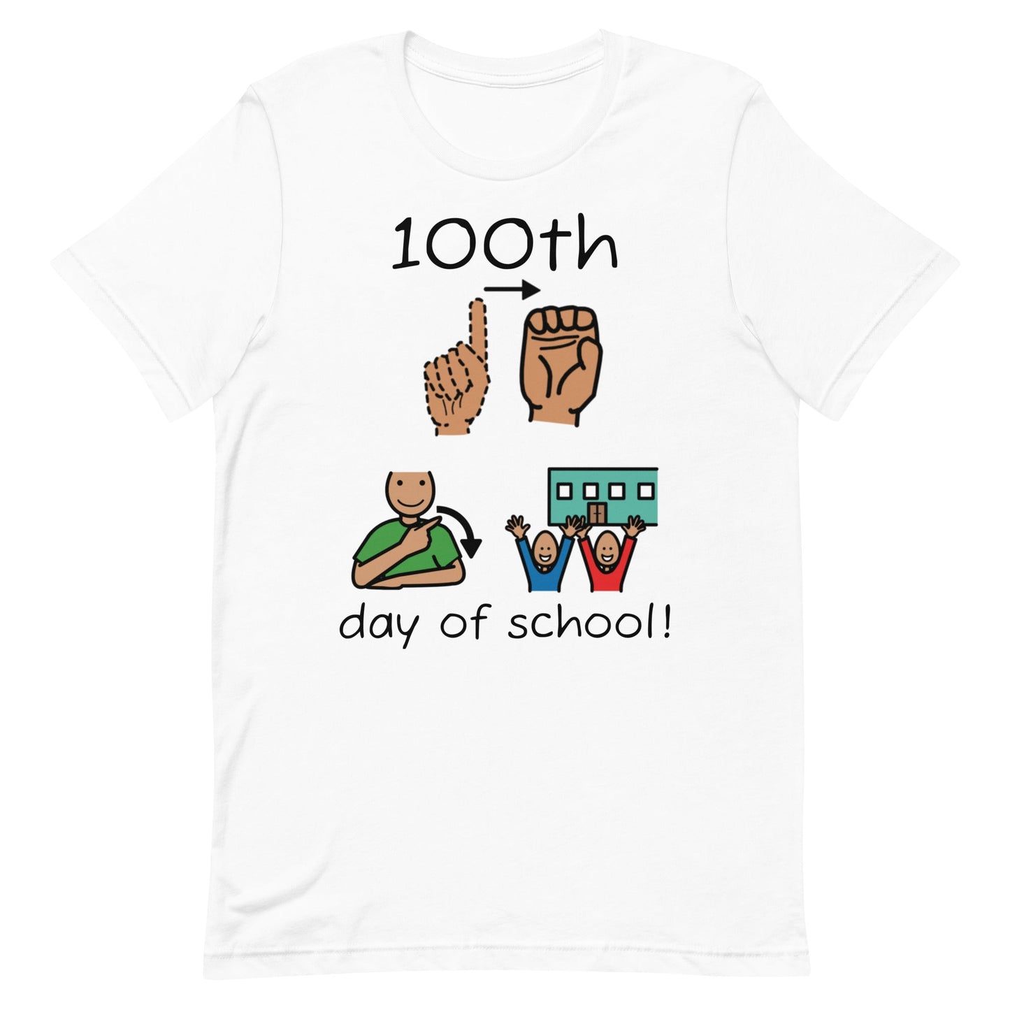 "100th Day of School" Special Education Teacher T-shirt with ASL and Boardmaker PCS Unisex