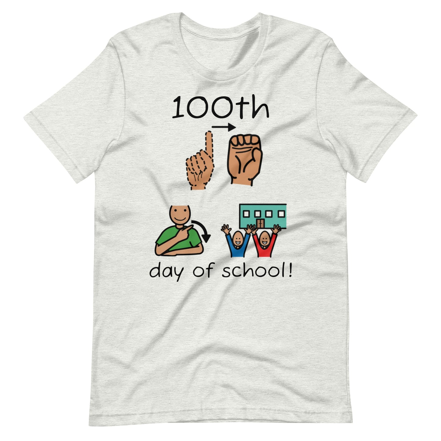 "100th Day of School" Special Education Teacher T-shirt with ASL and Boardmaker PCS Unisex