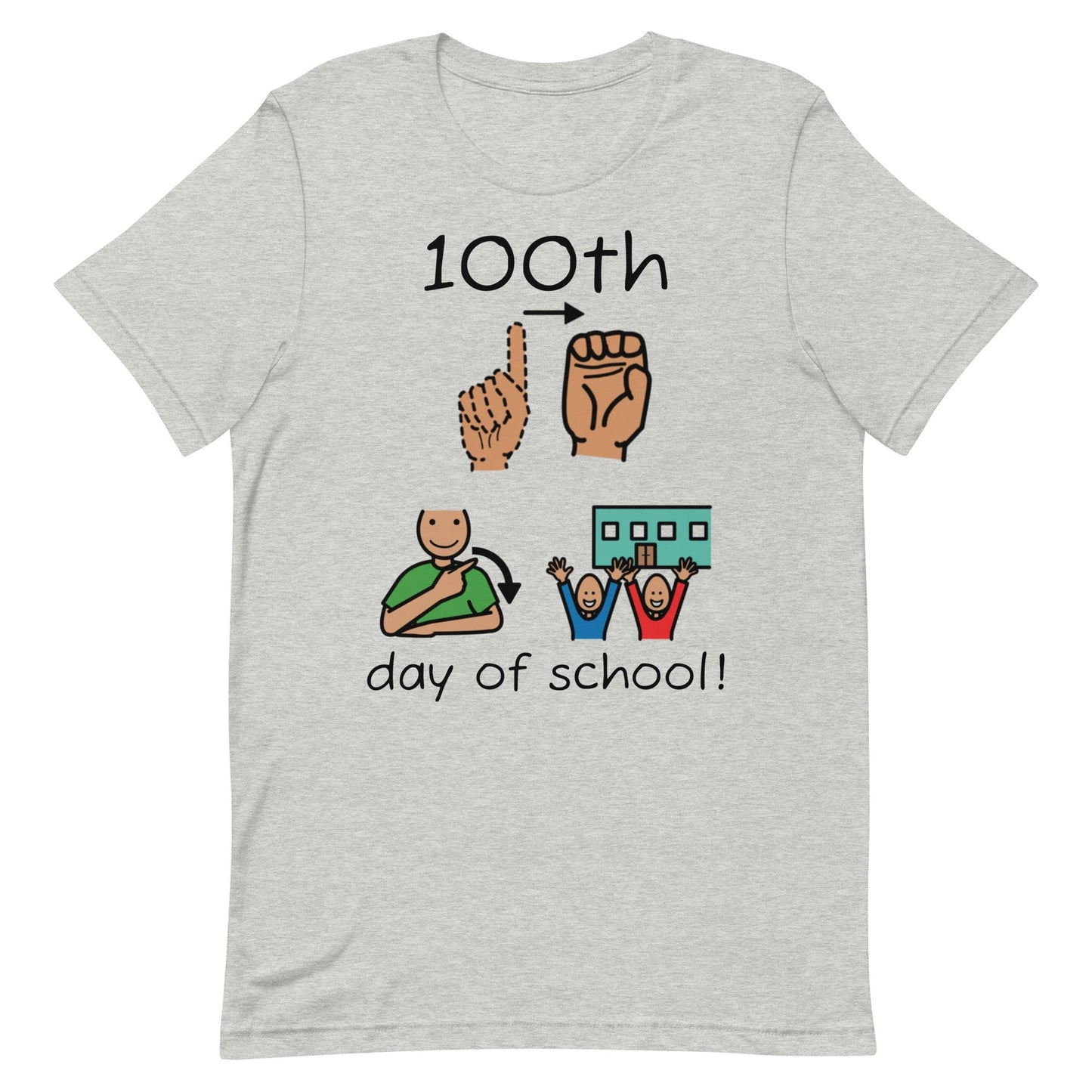 "100th Day of School" Special Education Teacher T-shirt with ASL and Boardmaker PCS Unisex