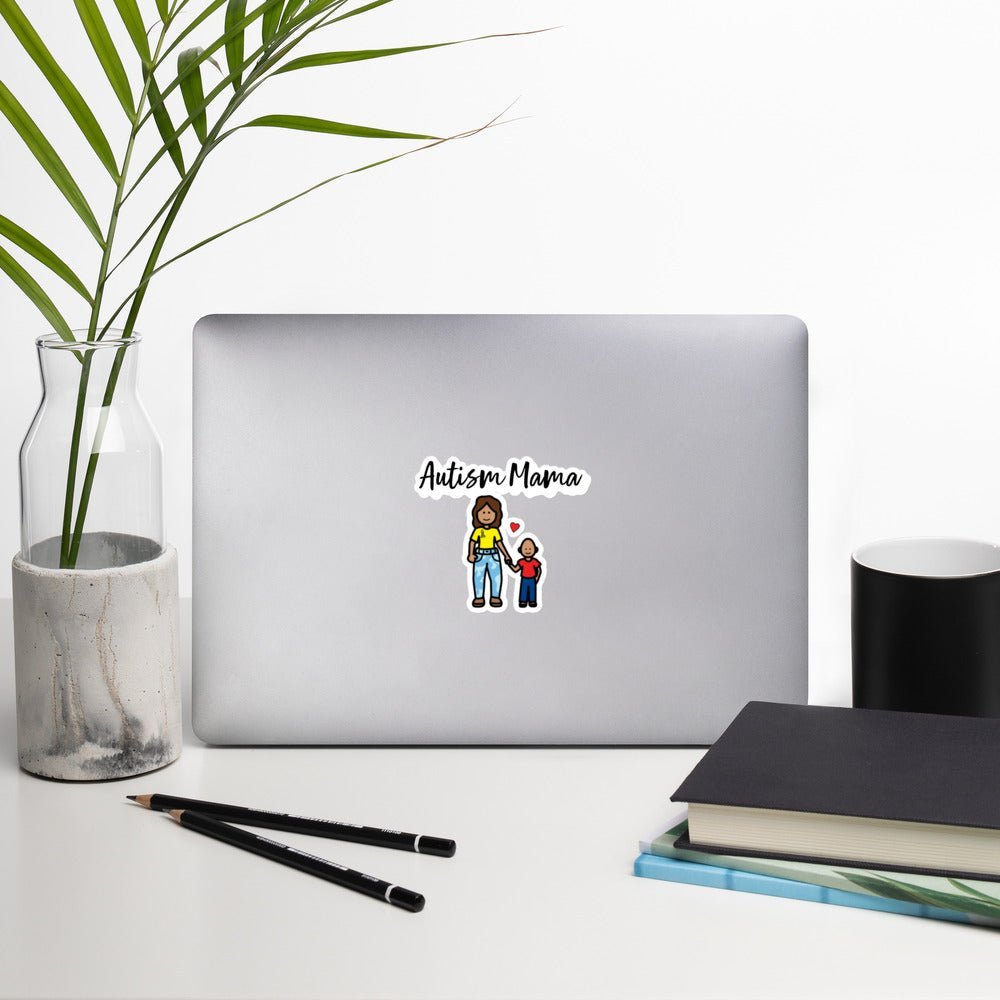 "Autism Mama" vinyl sticker with Boardmaker Picture Communication Symbols