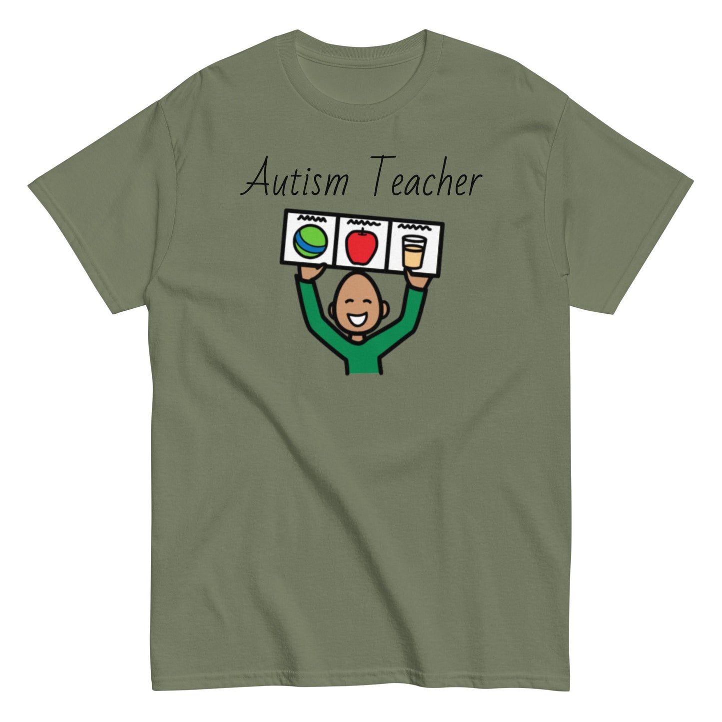 Autism Teacher Special Education Teacher t-shirt with Boardmaker PCS army green AAC shirt