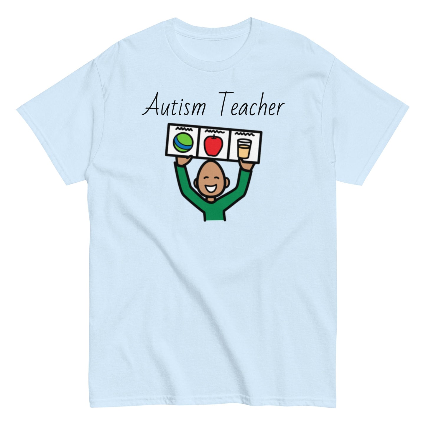 Autism Teacher Special Education Teacher t-shirt with Boardmaker PCS light blue AAC shirt