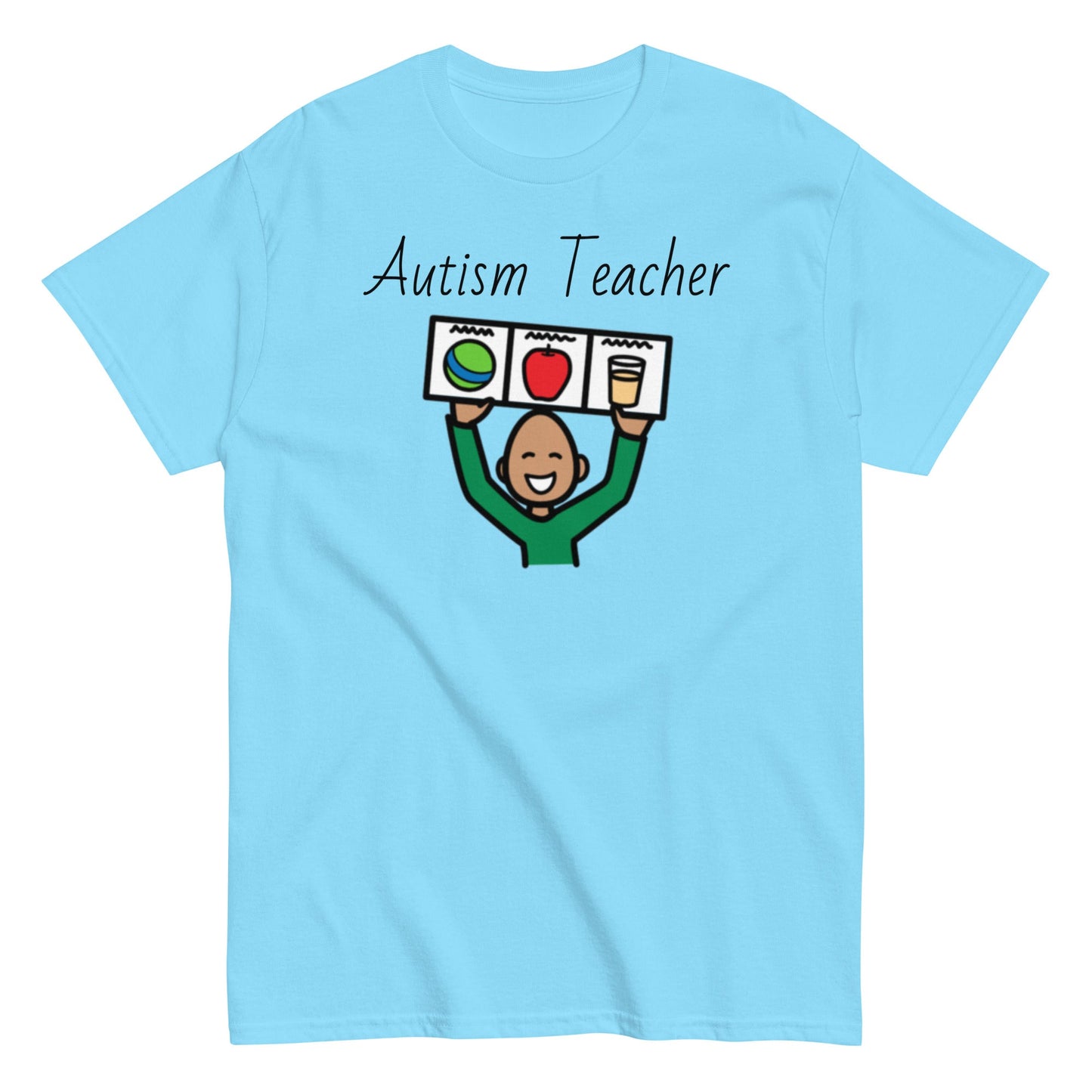 Autism Teacher Special Education Teacher t-shirt with Boardmaker PCS bright blue AAC shirt