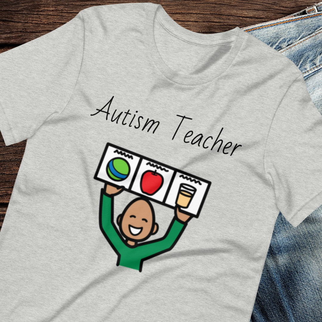 Special Education Teacher T-shirt SLP Shirt "Autism Teacher" Visual Supports Structured Teaching Autism Acceptance and AAC with Picture Communication Symbols