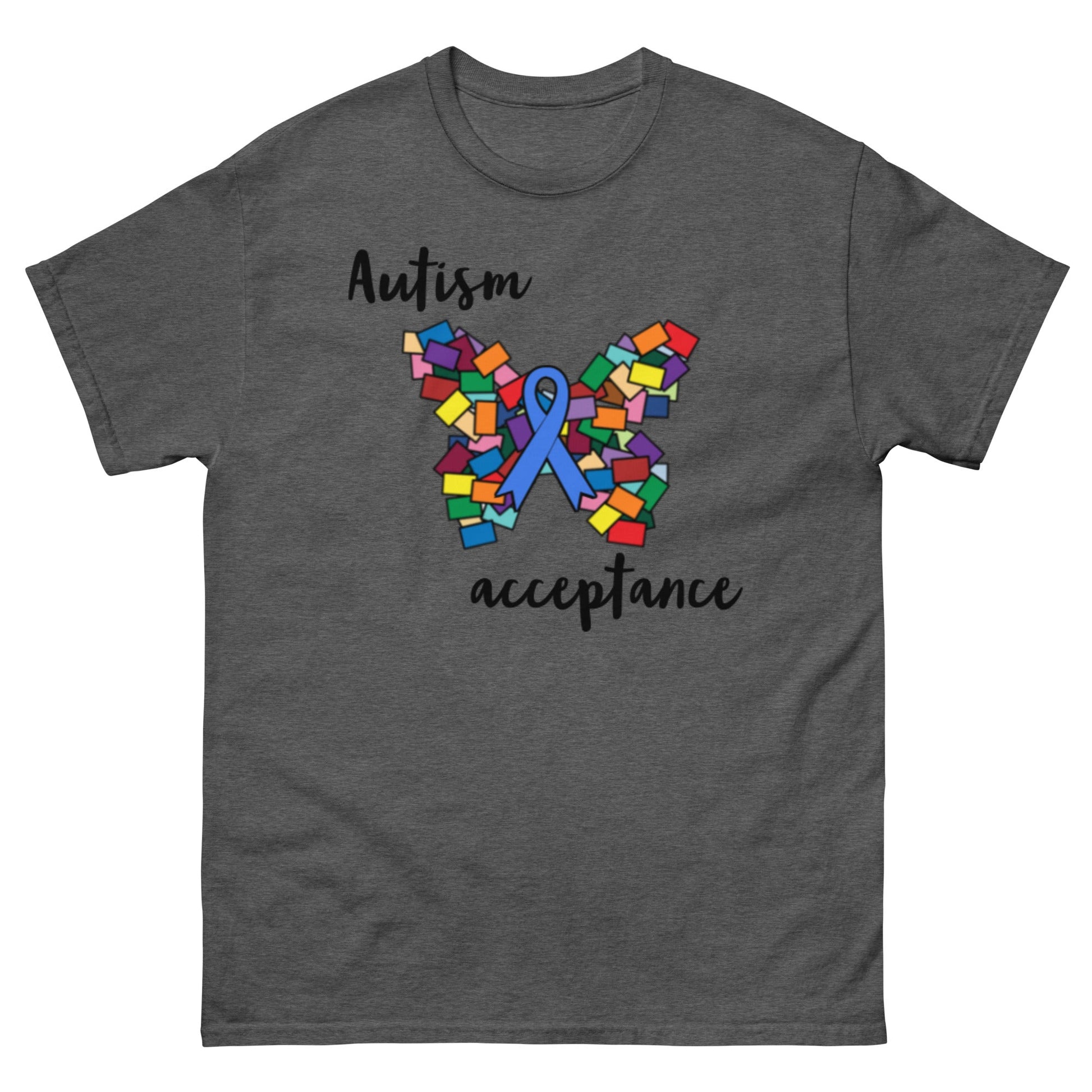 Autism Acceptance, Autism Awareness t-shirt, neurodiversity Special Education Teacher shirt butterfly charcoal gray