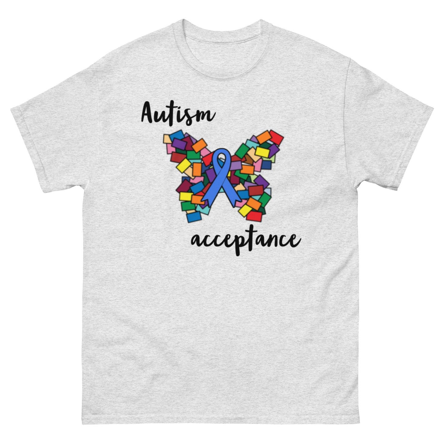 Autism Acceptance, Autism Awareness t-shirt, neurodiversity Special Education Teacher shirt butterfly light gray heather