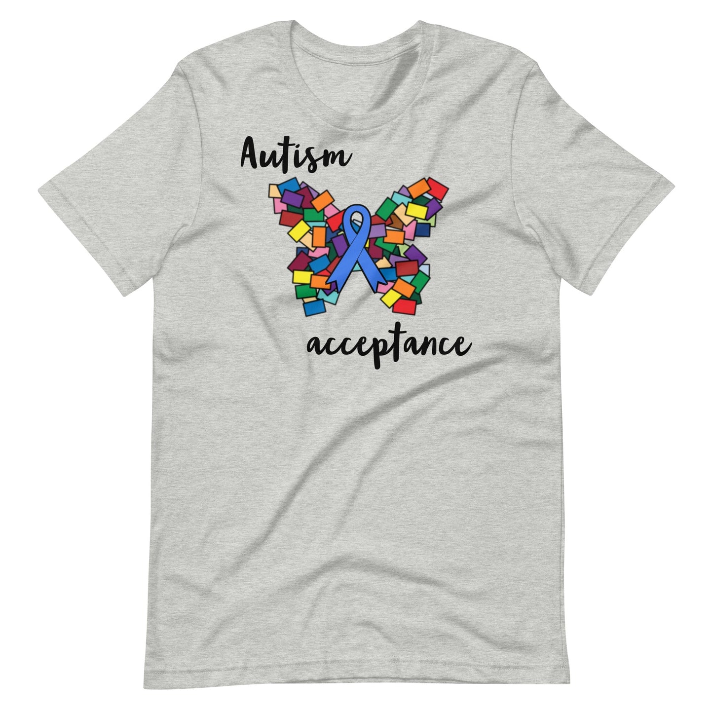 Autism Acceptance T-shirt with Butterfly, Neurodiversity T-shirt, Special Education Teacher shirt, SLP shirt with Boardmaker PCS Gray