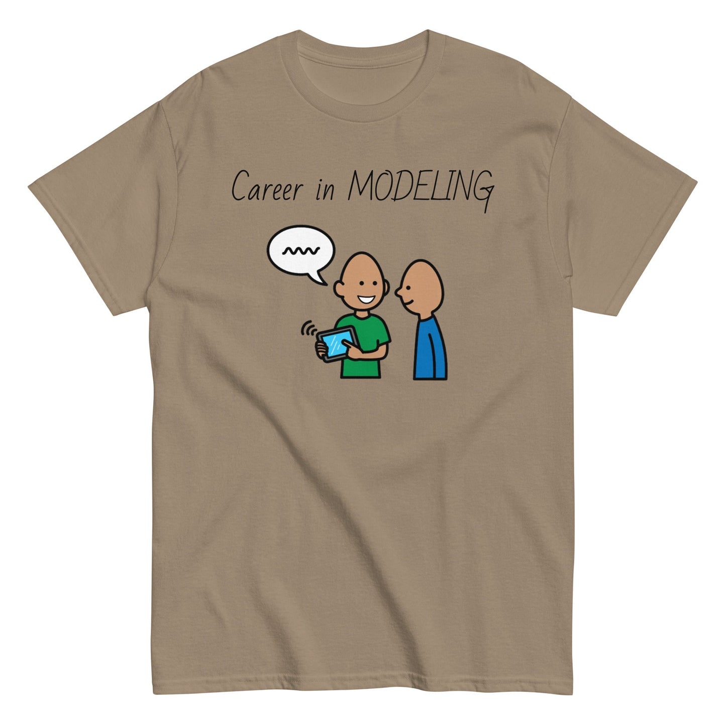 SLP Speech Therpist t-shirt special education teacher shirt Career in Modeling AAC with Boardmaker PCS brown