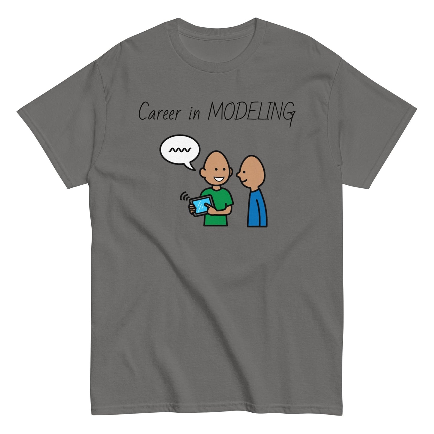 SLP Speech Therpist t-shirt special education teacher shirt Career in Modeling AAC with Boardmaker PCS cement gray