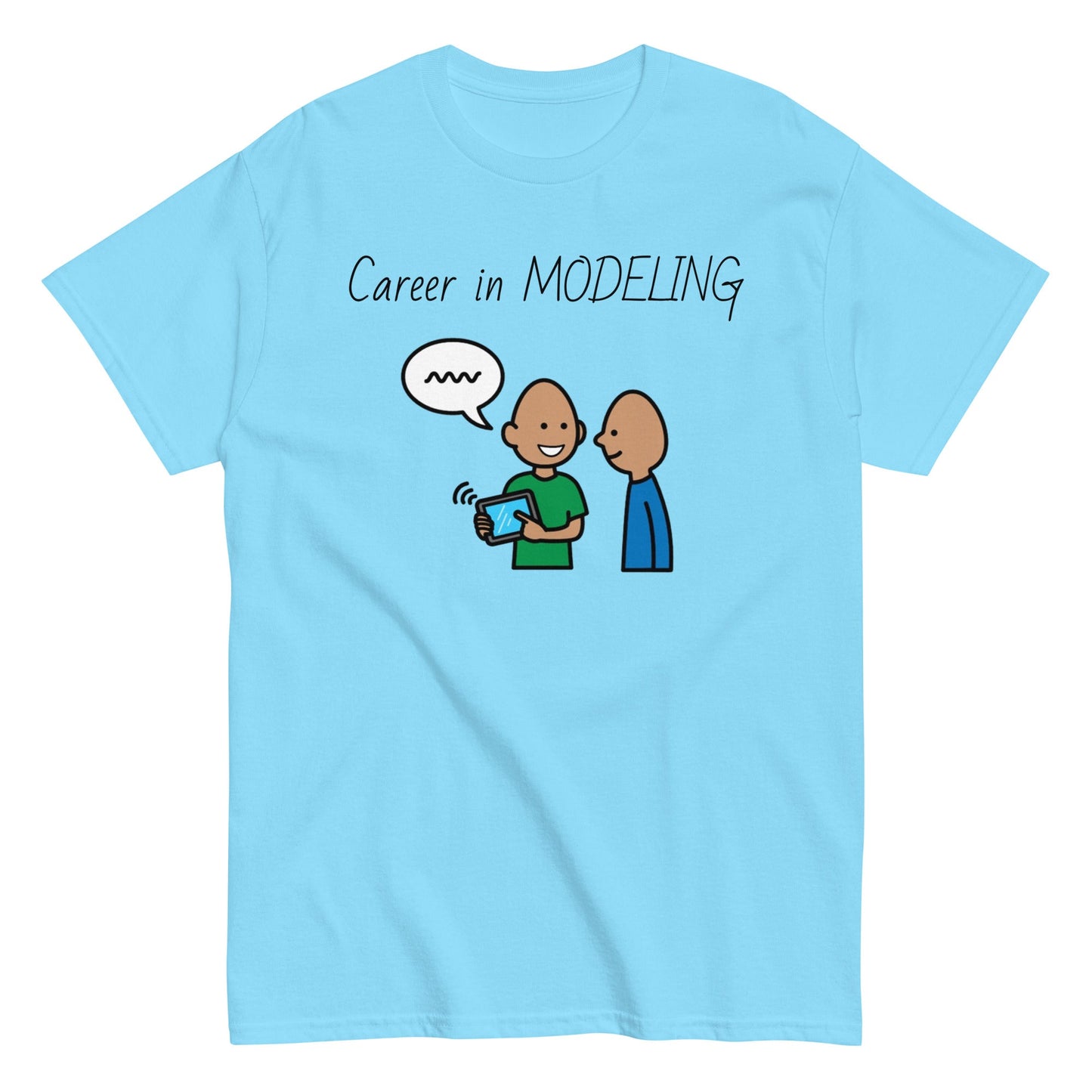 SLP Speech Therpist t-shirt special education teacher shirt Career in Modeling AAC with Boardmaker PCS light blue