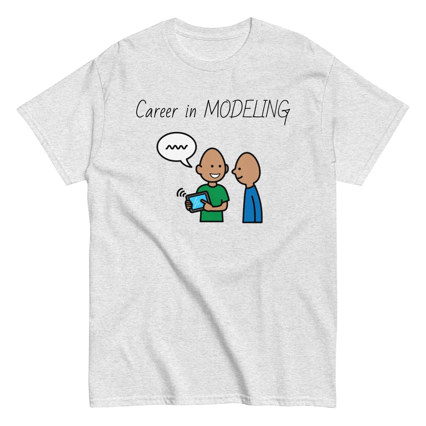 SLP Speech Therpist t-shirt special education teacher shirt Career in Modeling AAC with Boardmaker PCS white