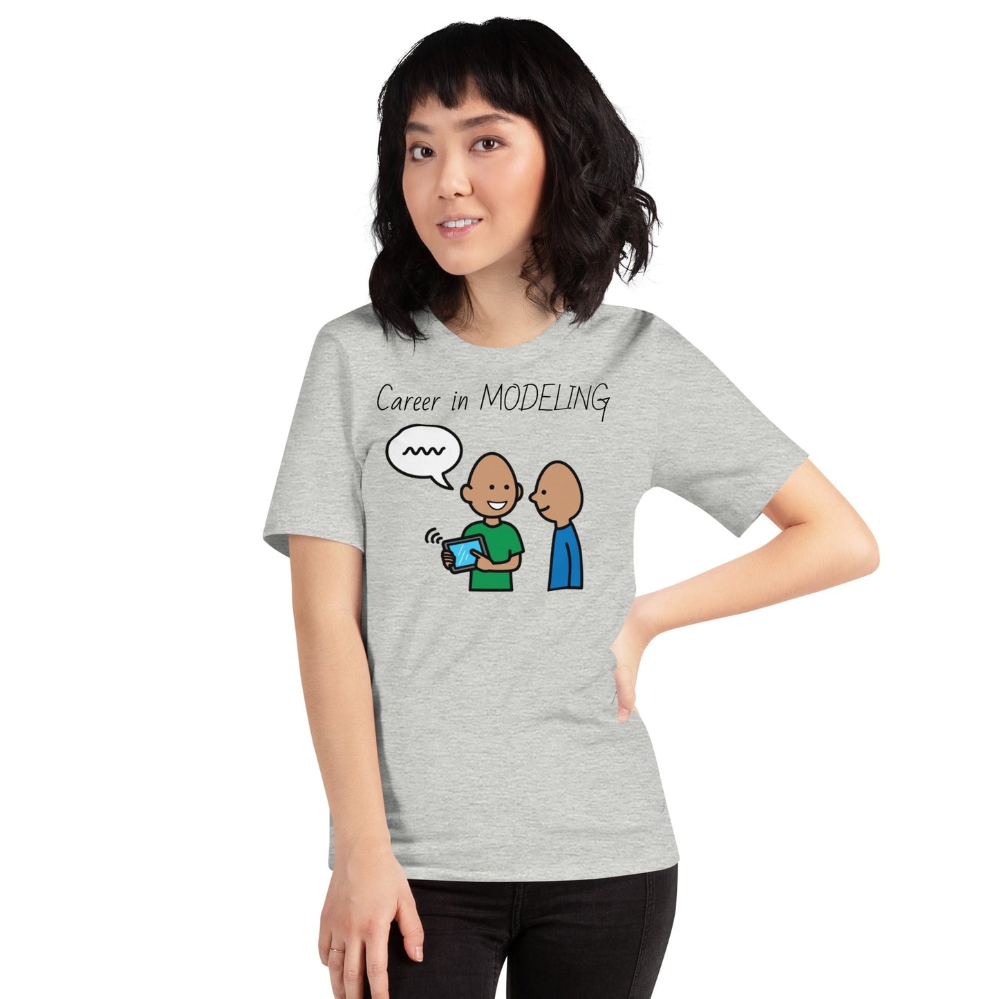 "Career in Modeling" AAC T-Shirt for SLP and Special Education Teacher t-shirt with Boardmaker PCS Unisex