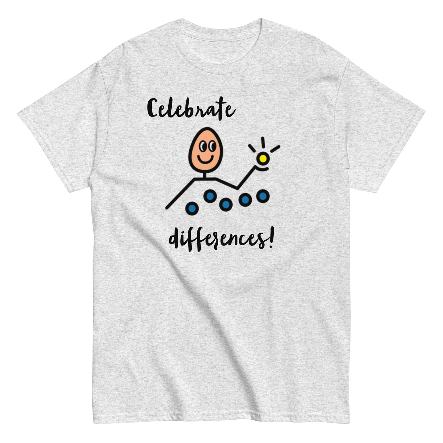 Celebrate Differences Inclusion Autism Awareness special education teacher SLP t-shirt with Boardmaker PCS light heather gray unisex