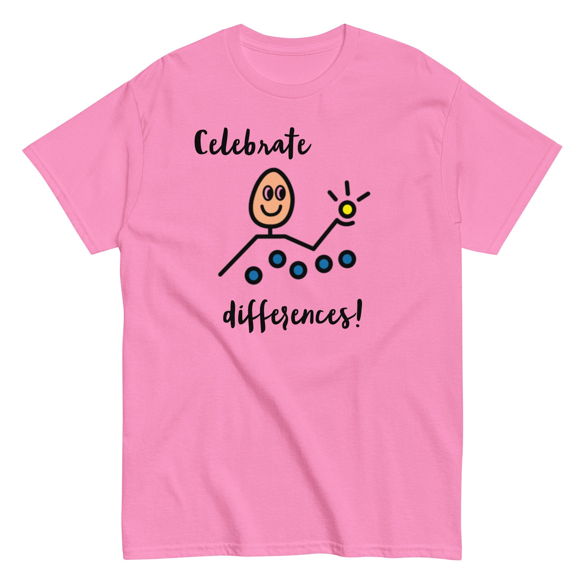 Celebrate Differences Inclusion Autism Awareness special education teacher SLP t-shirt with Boardmaker PCS pink unisex