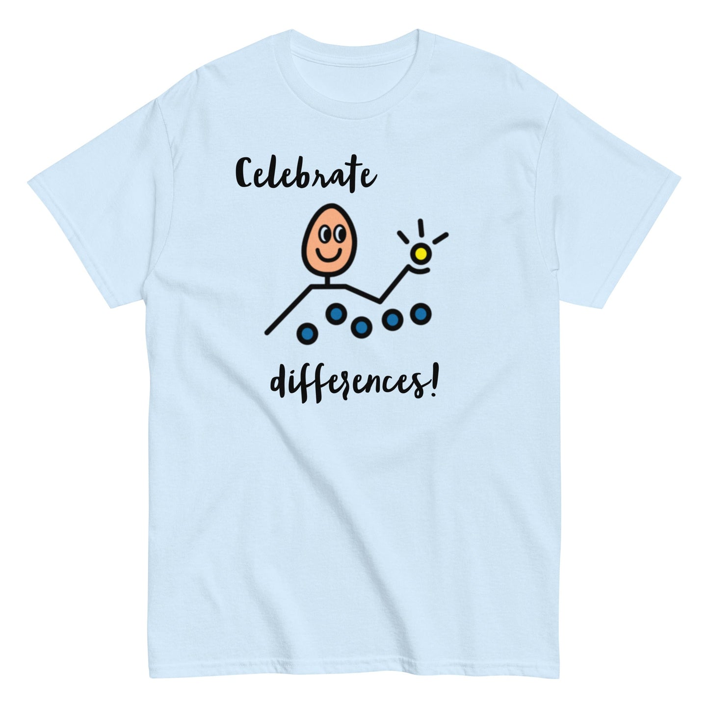 Celebrate Differences Inclusion Autism Awareness special education teacher SLP t-shirt with Boardmaker PCS light blueunisex