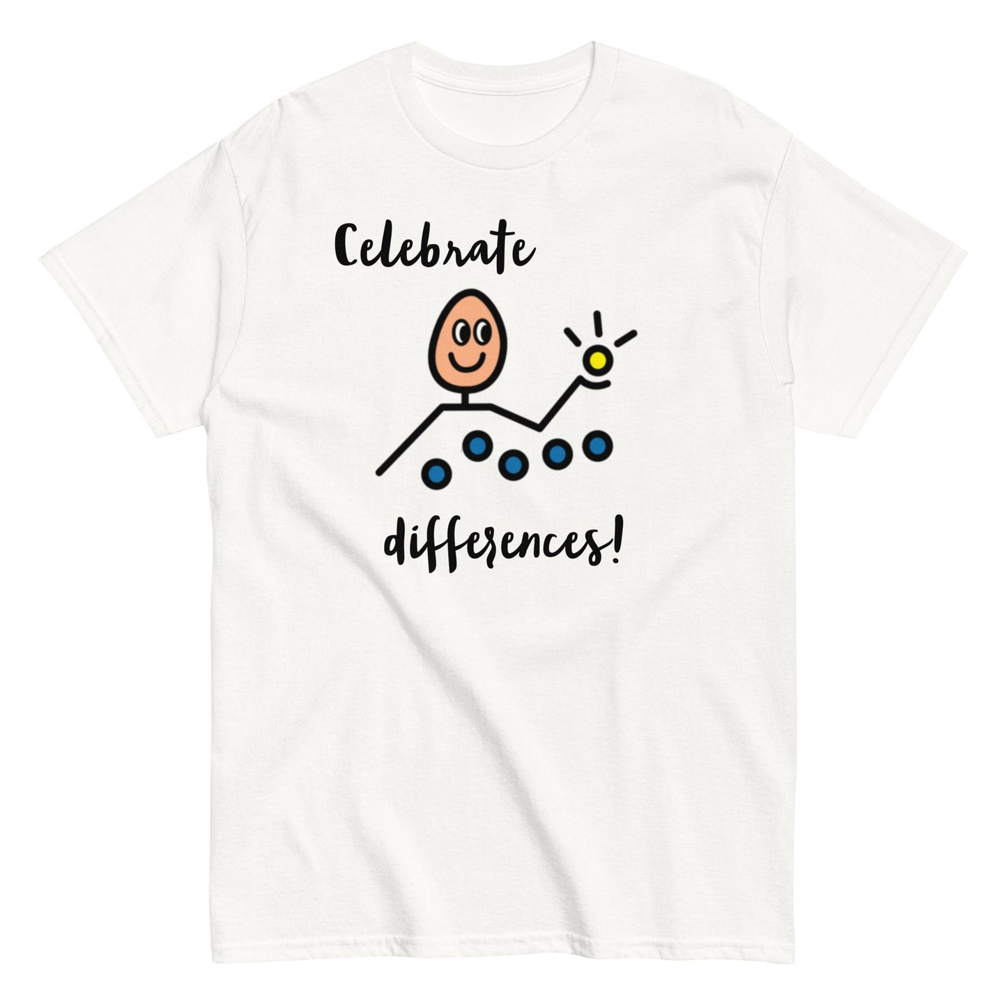 Celebrate Differences Inclusion Autism Awareness special education teacher SLP t-shirt with Boardmaker PCS white unisex