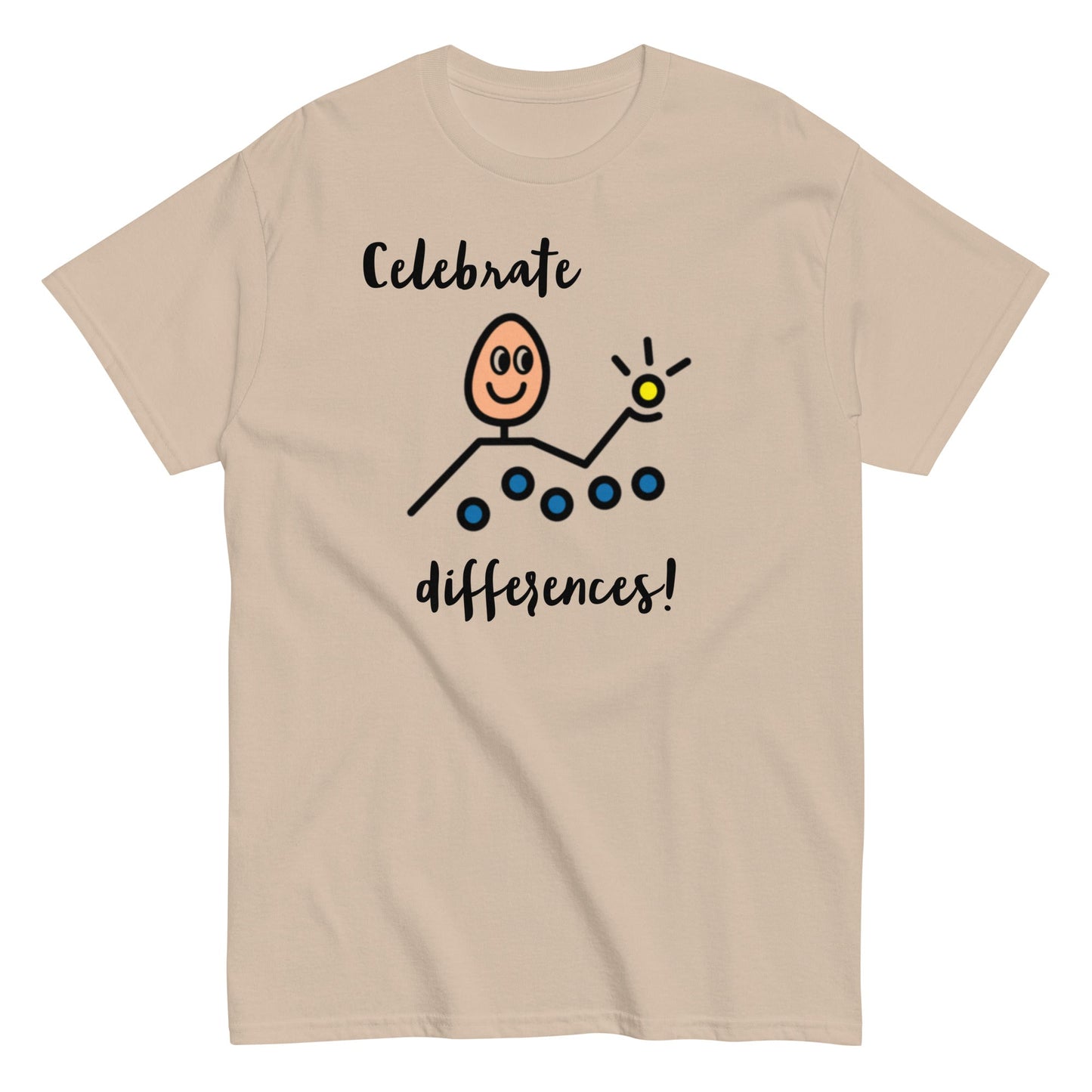 Celebrate Differences Inclusion Autism Awareness special education teacher SLP t-shirt with Boardmaker PCS sand unisex