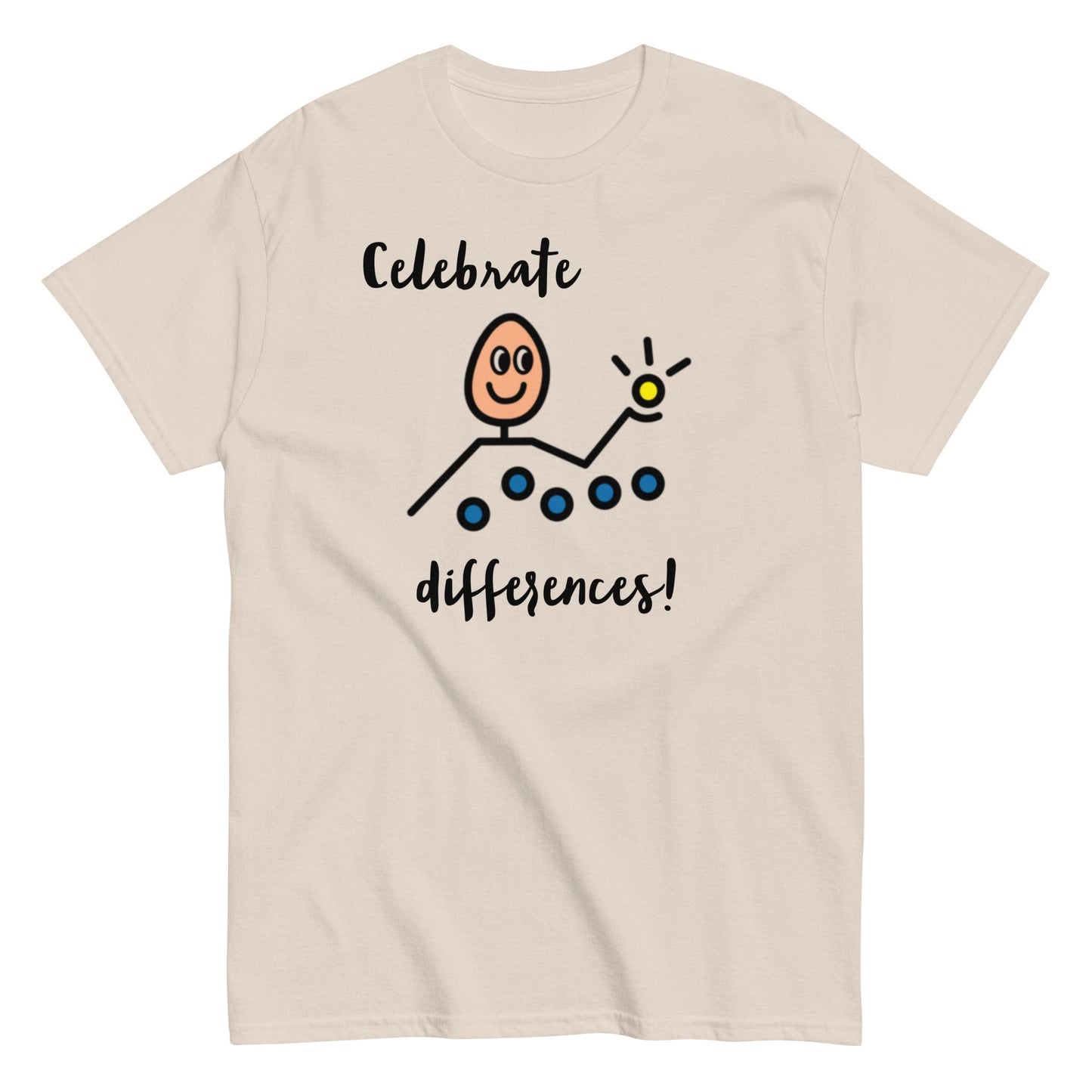 Celebrate Differences Inclusion Autism Awareness special education teacher SLP t-shirt with Boardmaker PCS sand  unisex