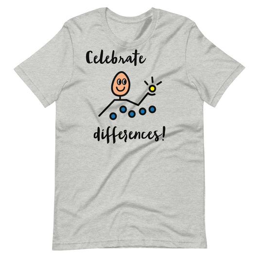 Inclusion shirt, Autism Awareness shirt, Special Education Teacher Shirt SLP T-Shirt Gray Celebrate Differences Autism Acceptance and AAC with Boardmaker PCS with background