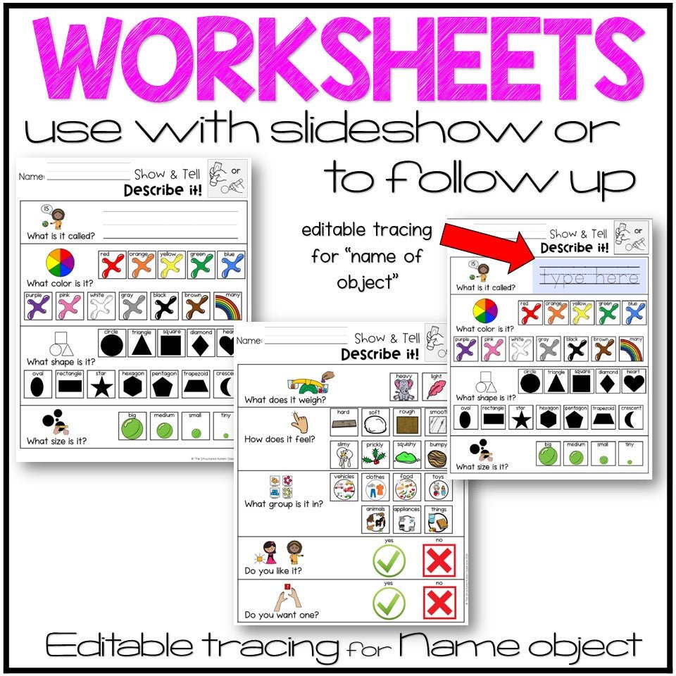 Describing Pictures and Objects Visual Supports & Worksheets for Speech Therapy and SPED Digital PDF