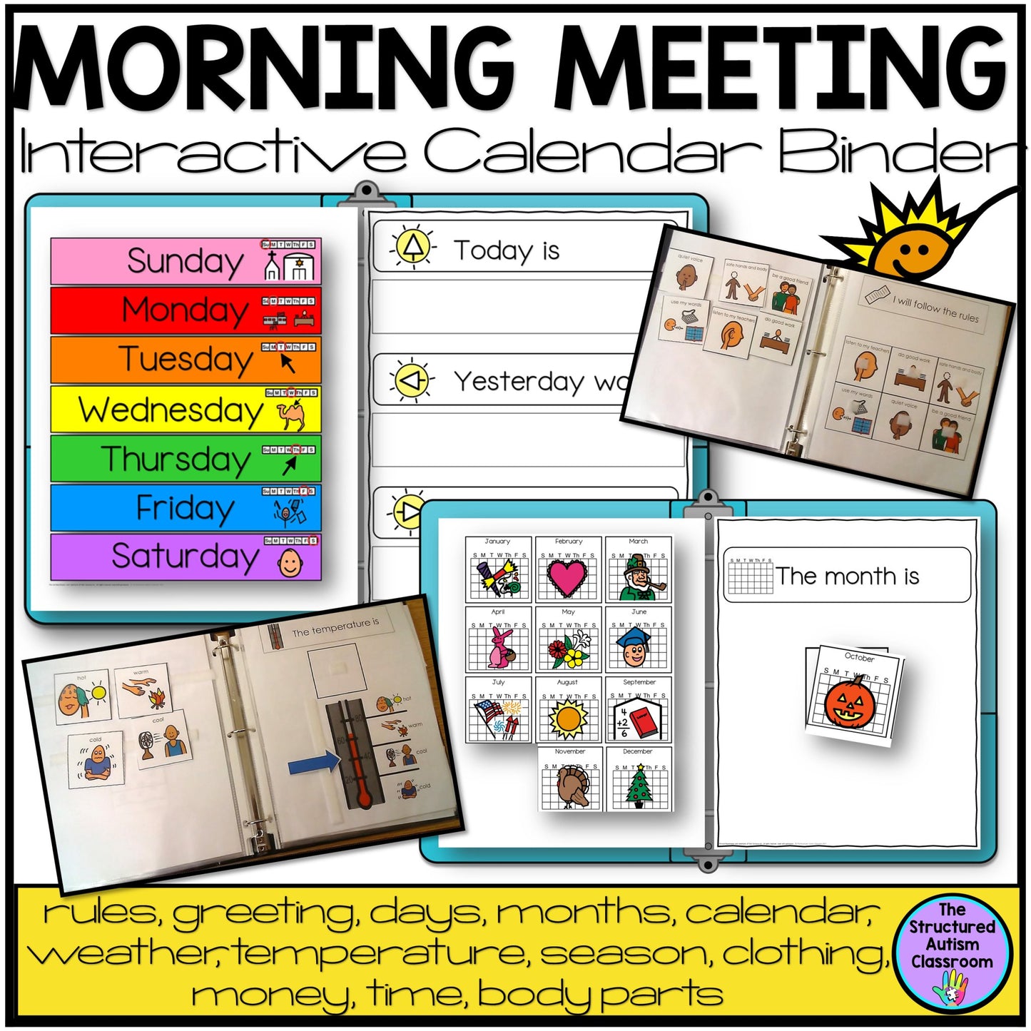 Digital and Printable Morning Meeting Calendar Binder with Video Choices Bundle Digital Download