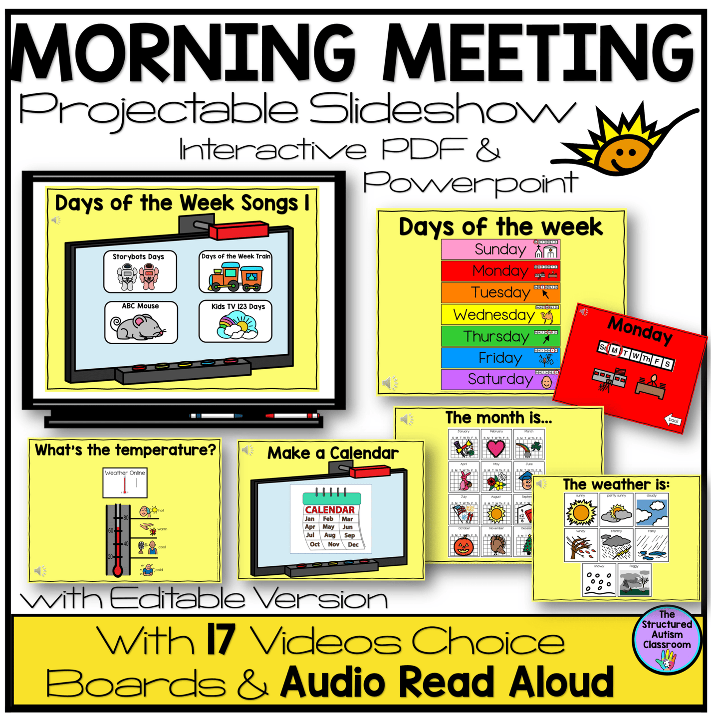 Digital and Printable Morning Meeting Calendar Binder with Video Choices Bundle Digital Download