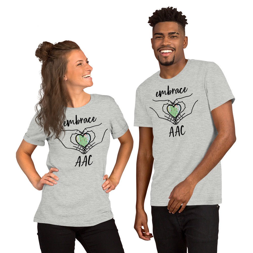 "Embrace AAC" Speech Therapist (SLP) T-shirt or Special Education Teacher t-shirt with Boardmaker PCS Unisex