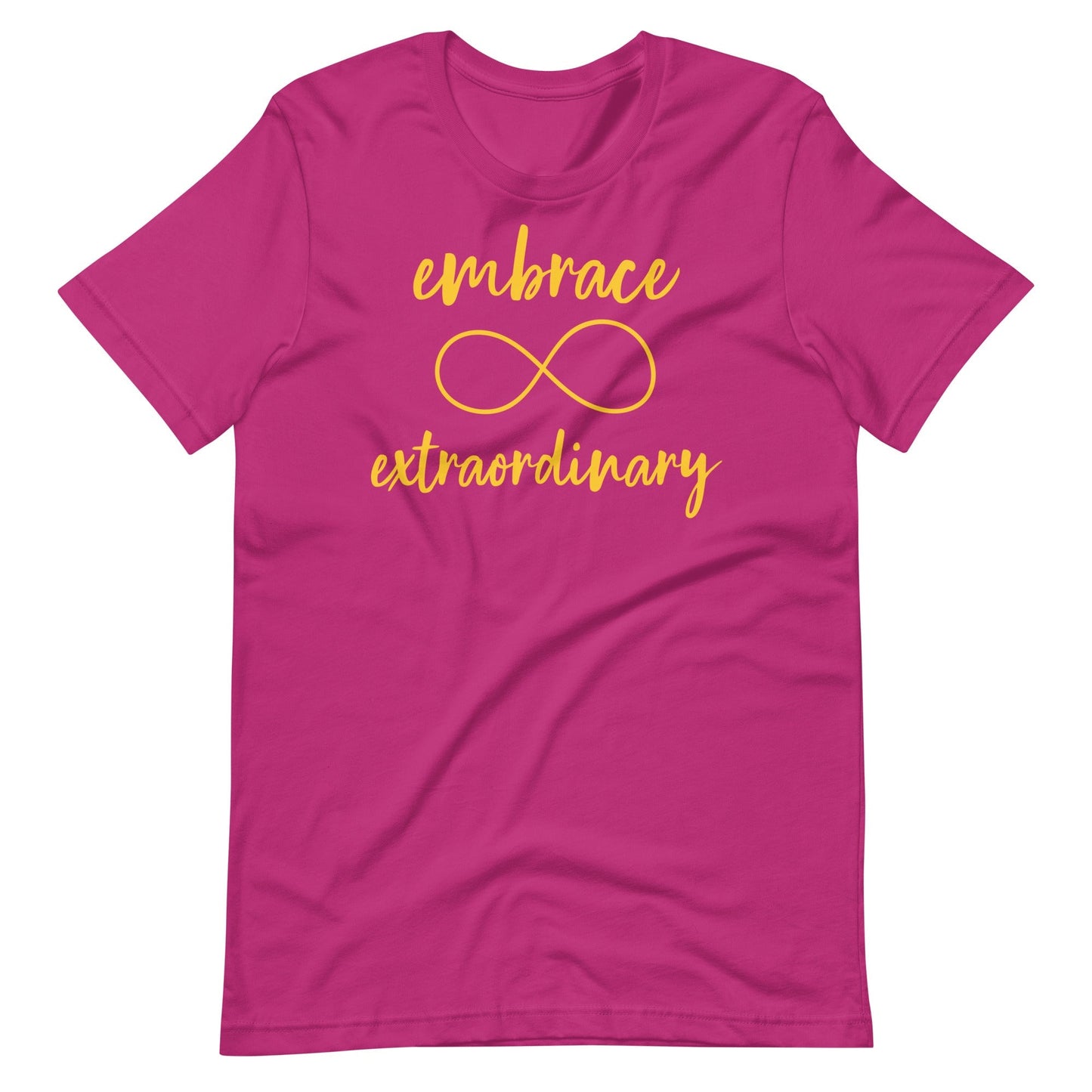 "Embrace Extraordinary" Autism Acceptance T-shirt with Gold Infinity Symbol