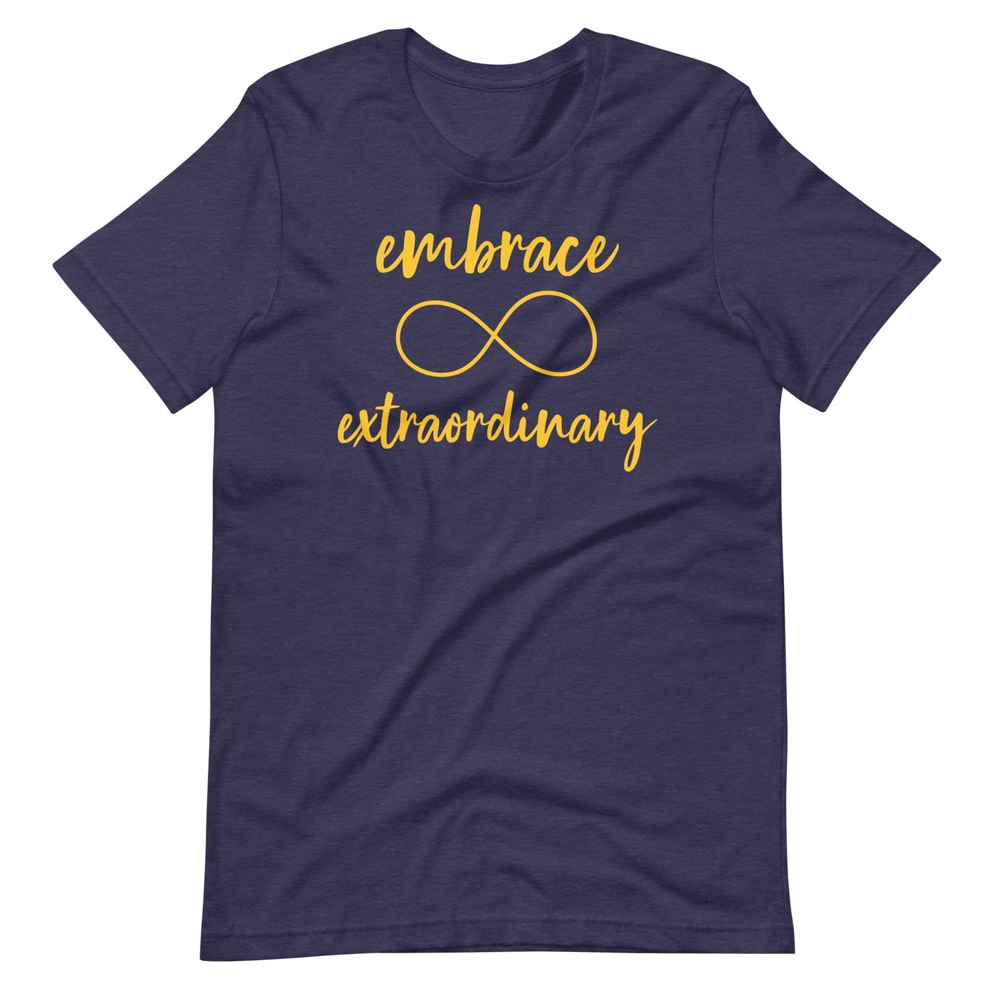 "Embrace Extraordinary" Autism Acceptance T-shirt with Gold Infinity Symbol