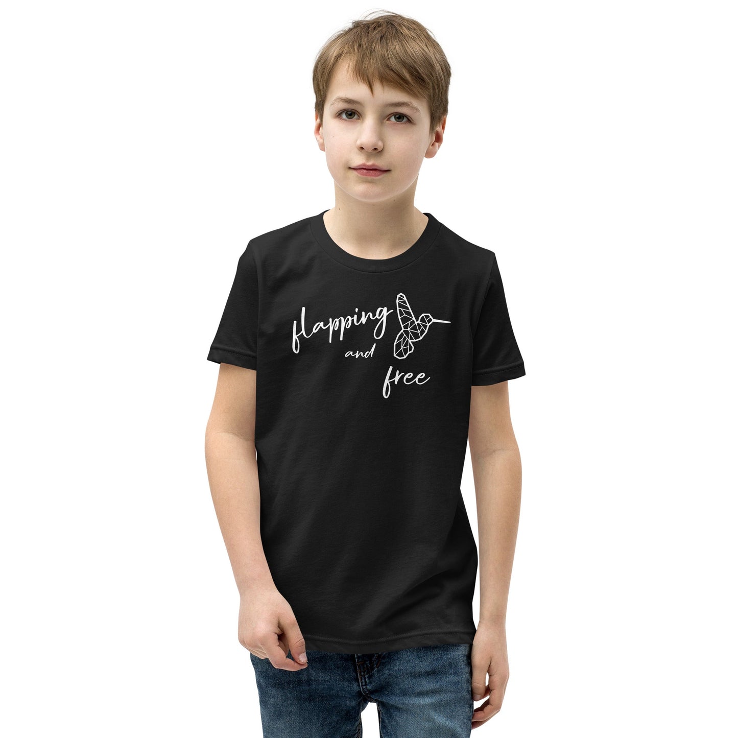 "Flapping and Free" Autism Acceptance Youth Short Sleeve T-Shirt