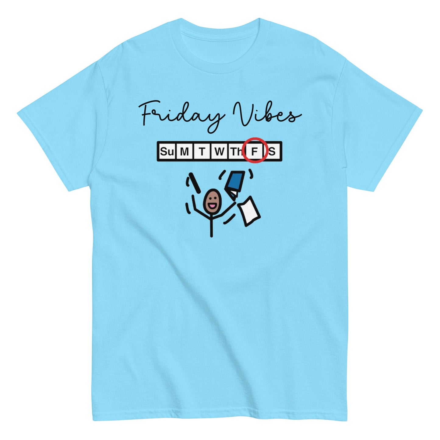 Special Education Teacher shirt Friday vibes SLP shirt with Boardmaker PCS bright light blue unisex