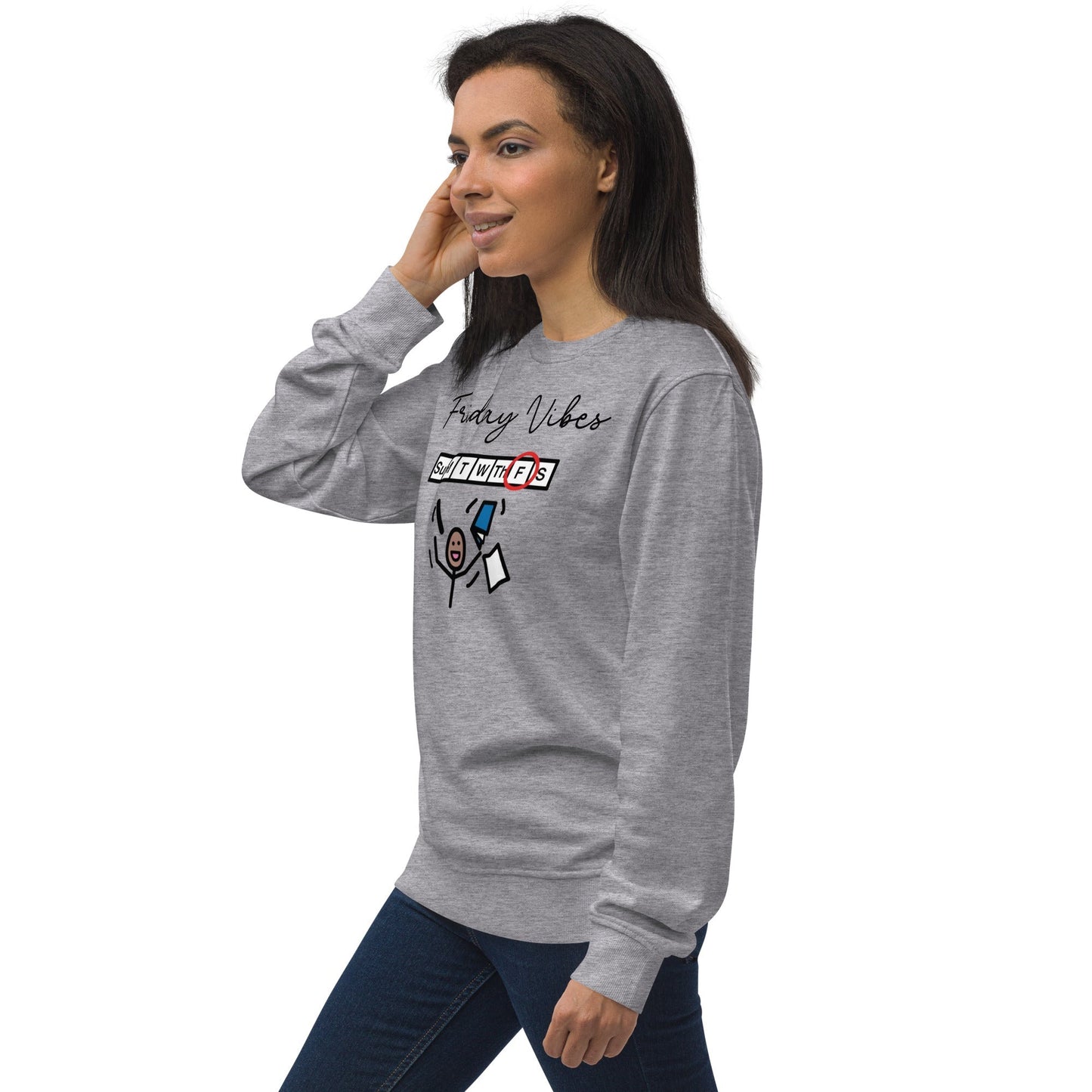 "Friday Vibes" Unisex organic Crew Neck sweatshirt with Boardmaker PCS