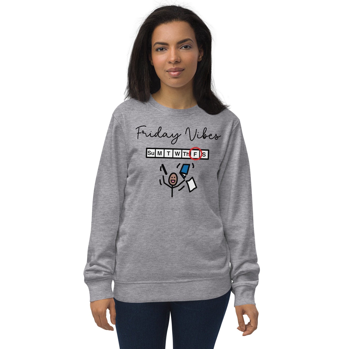 "Friday Vibes" Unisex organic Crew Neck sweatshirt with Boardmaker PCS