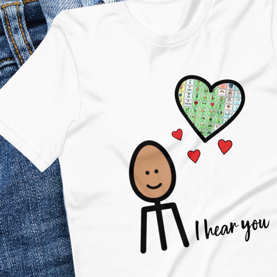 Special Education Teacher T-shirt SLP Shirt "I Hear You" Autism Acceptance and AAC with Picture Communication Symbols