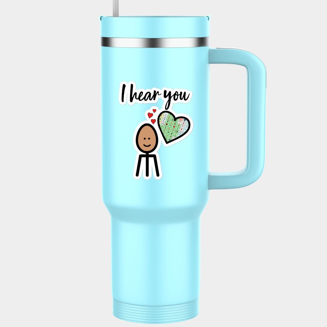 "I Hear You" AAC vinyl sticker with Boardmaker Picture Communication Symbols for Special Education Teachers, SLP, and Autism