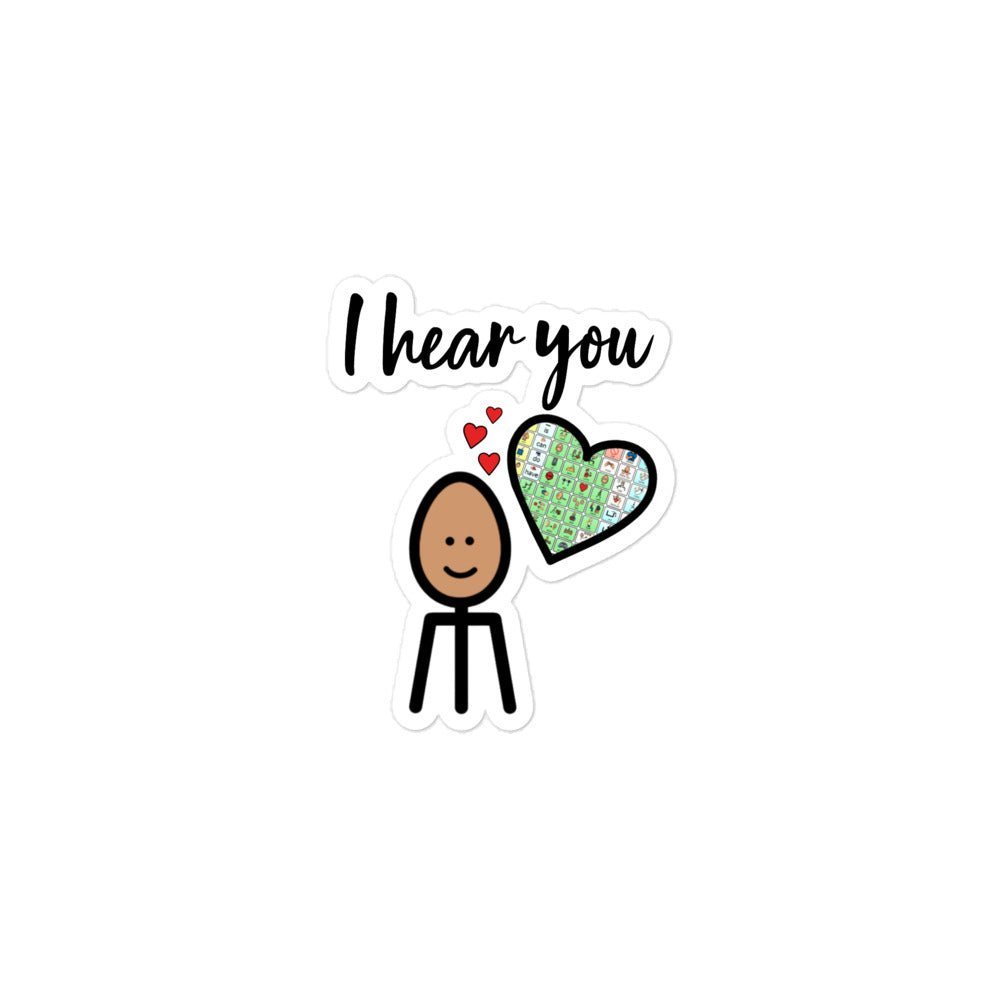 "I Hear You" AAC vinyl sticker with Boardmaker Picture Communication Symbols for Special Education Teachers, SLP, and Autism