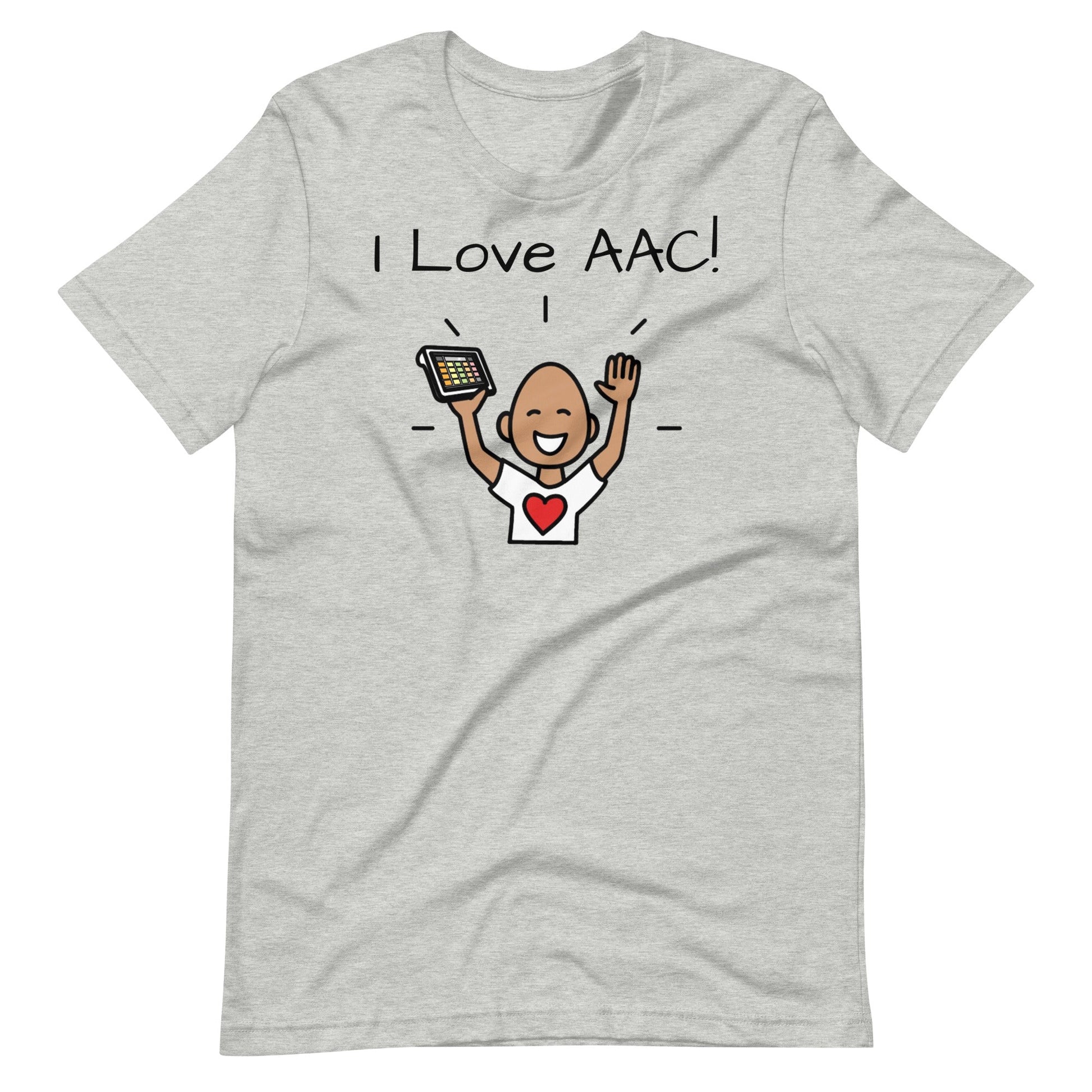 I Love AAC shirt, SLP shirt, Speech therapy shirt, Special Education t-shirt, Autism Acceptance shirt, gray with Boardmaker PCS