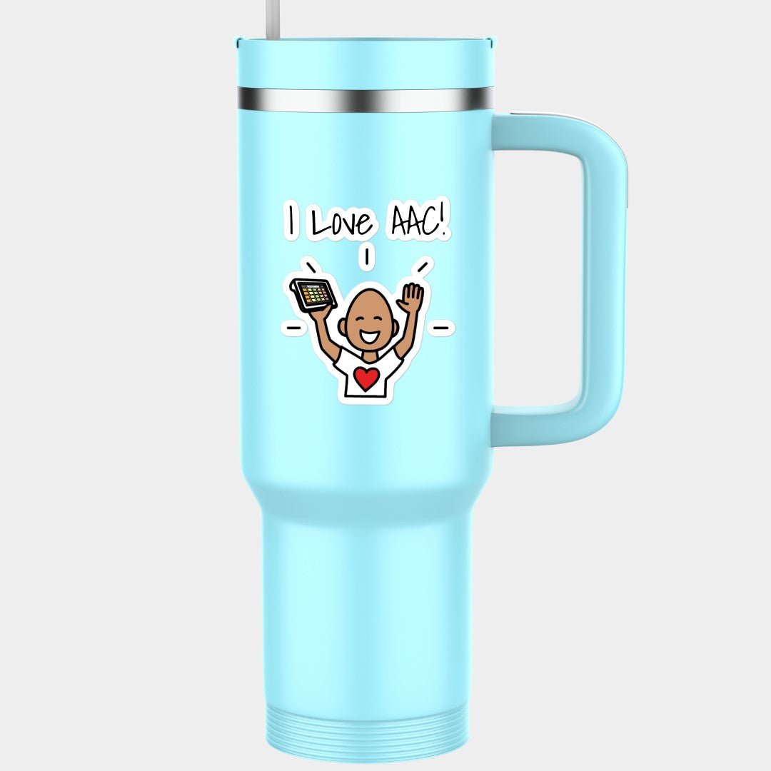 "I Love AAC" vinyl sticker with Boardmaker Picture Communication Symbols for Special Education Teachers, SLP, and Autism