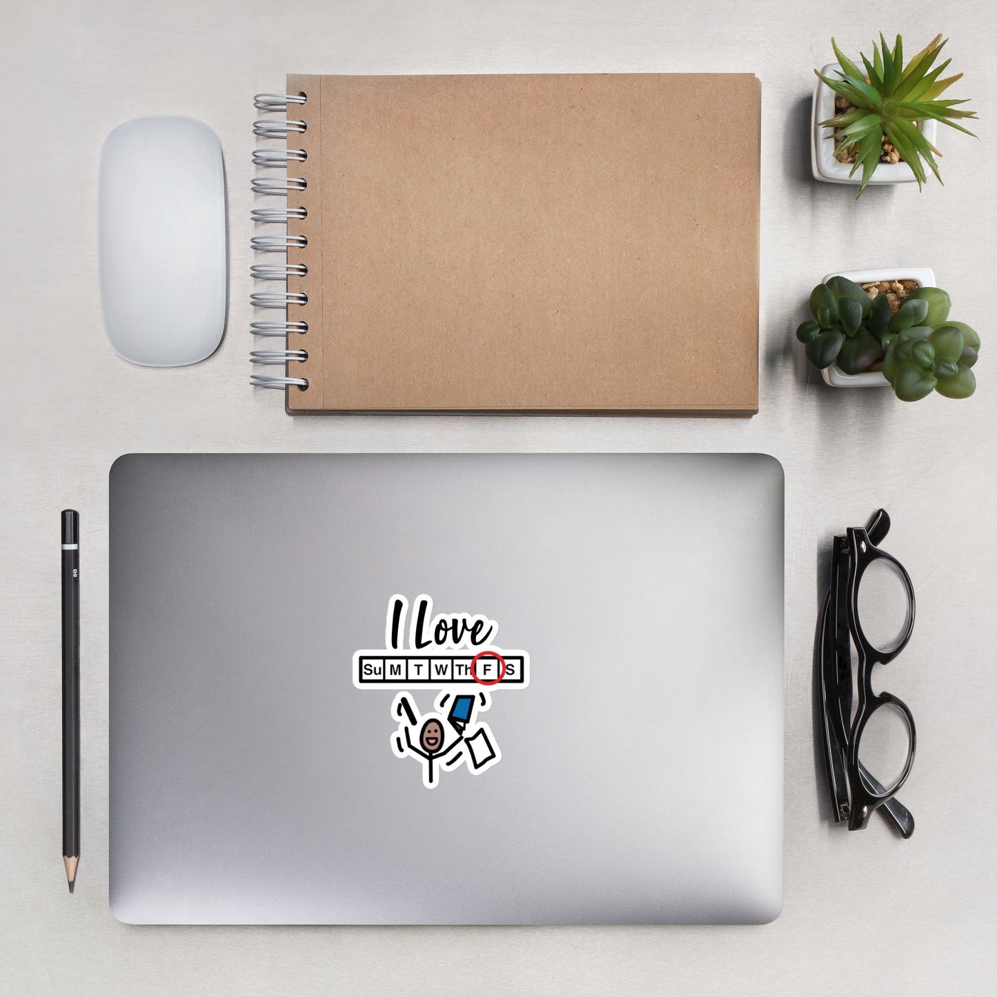 "I Love Friday" vinyl sticker with Boardmaker PCS for Special Education Teachers, SLP, and Autism