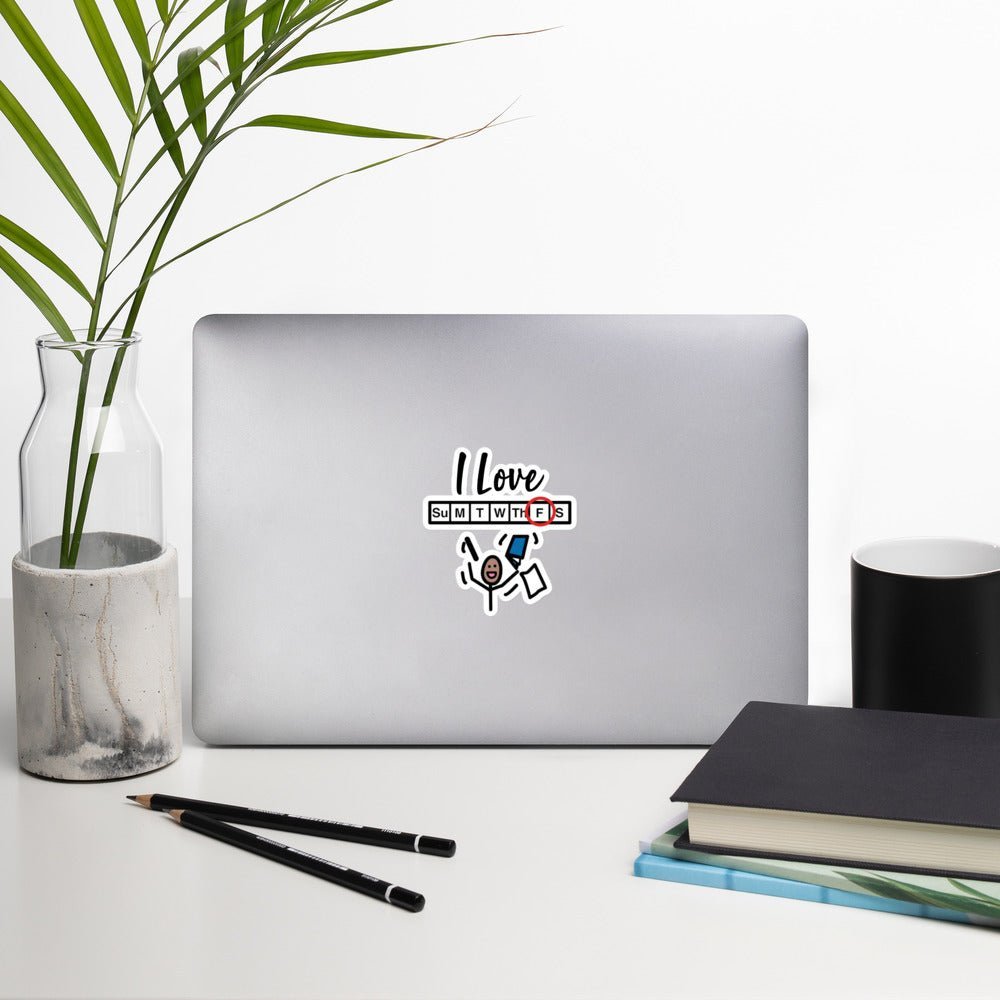 "I Love Friday" vinyl sticker with Boardmaker PCS for Special Education Teachers, SLP, and Autism