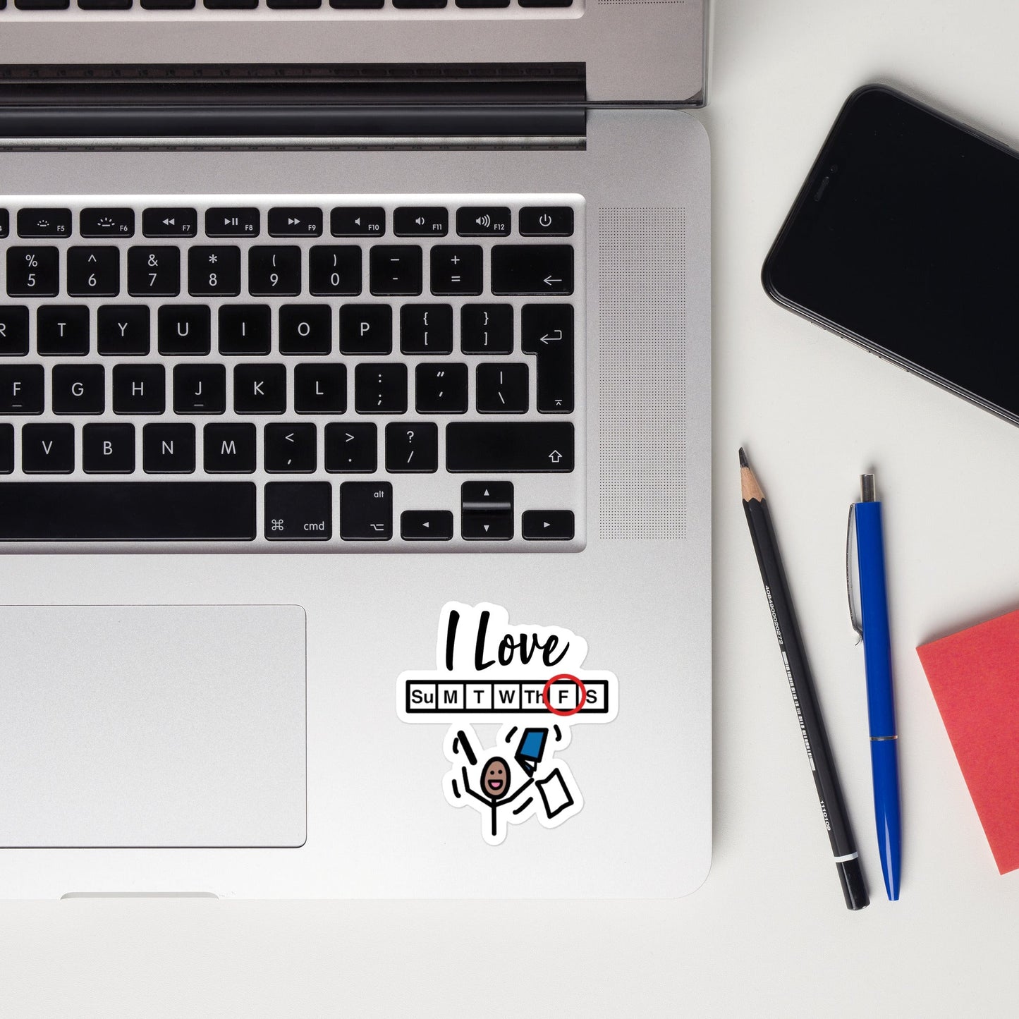 "I Love Friday" vinyl sticker with Boardmaker PCS for Special Education Teachers, SLP, and Autism