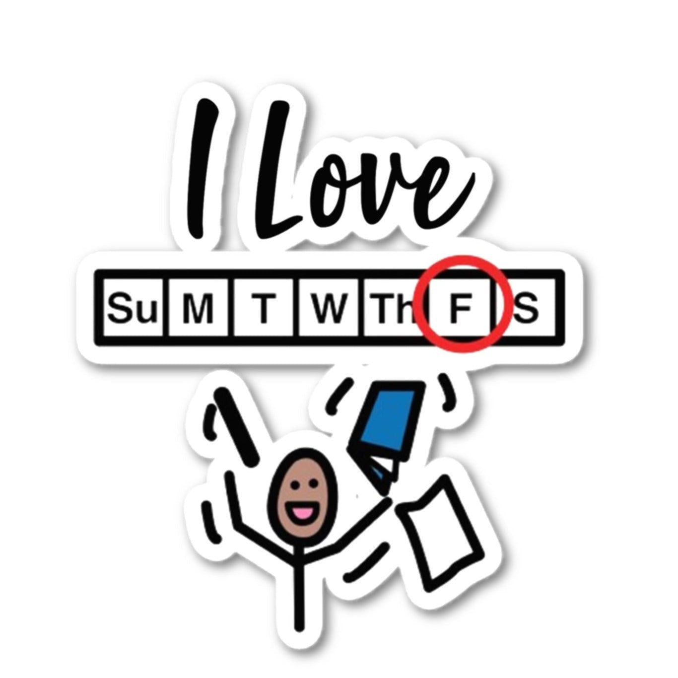 I Love Friday Vinyl Sticker for AAC and Special Education Teacher Autism Acceptance SLP with Boardmaker PCS