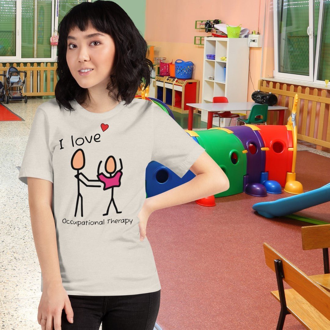 "I Love Occupational Therapy" OT t-shirt with Boardmaker PCS Symbols Unisex