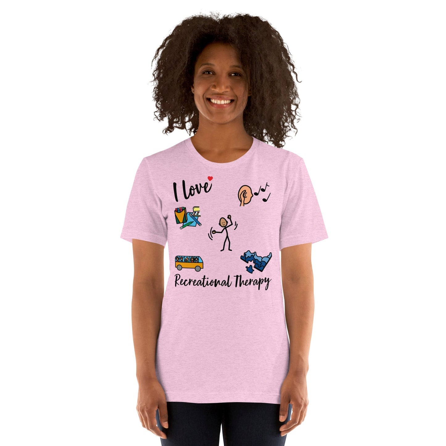 "I Love Recreational Therapy" Rec Therapist t-shirt with Boardmaker Picture Communication Symbols Unisex