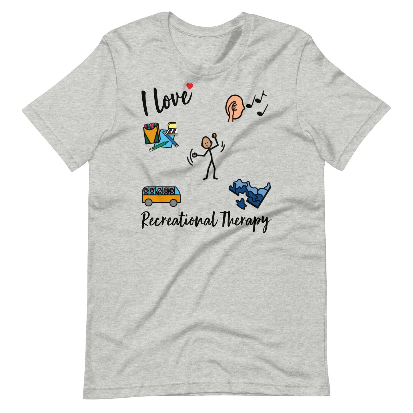 "I Love Recreational Therapy" Rec Therapist t-shirt with Boardmaker Picture Communication Symbols Unisex