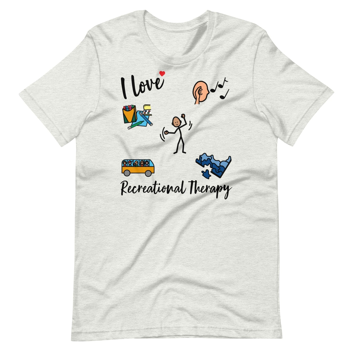 "I Love Recreational Therapy" Rec Therapist t-shirt with Boardmaker Picture Communication Symbols Unisex