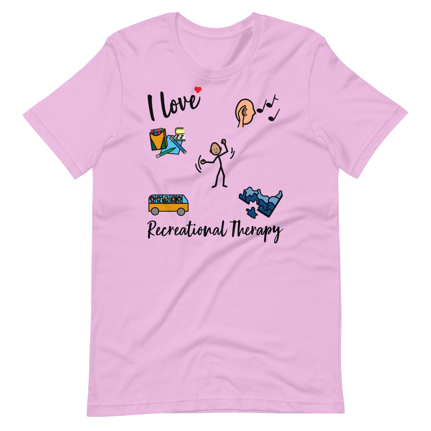 "I Love Recreational Therapy" Rec Therapist t-shirt with Boardmaker Picture Communication Symbols Unisex