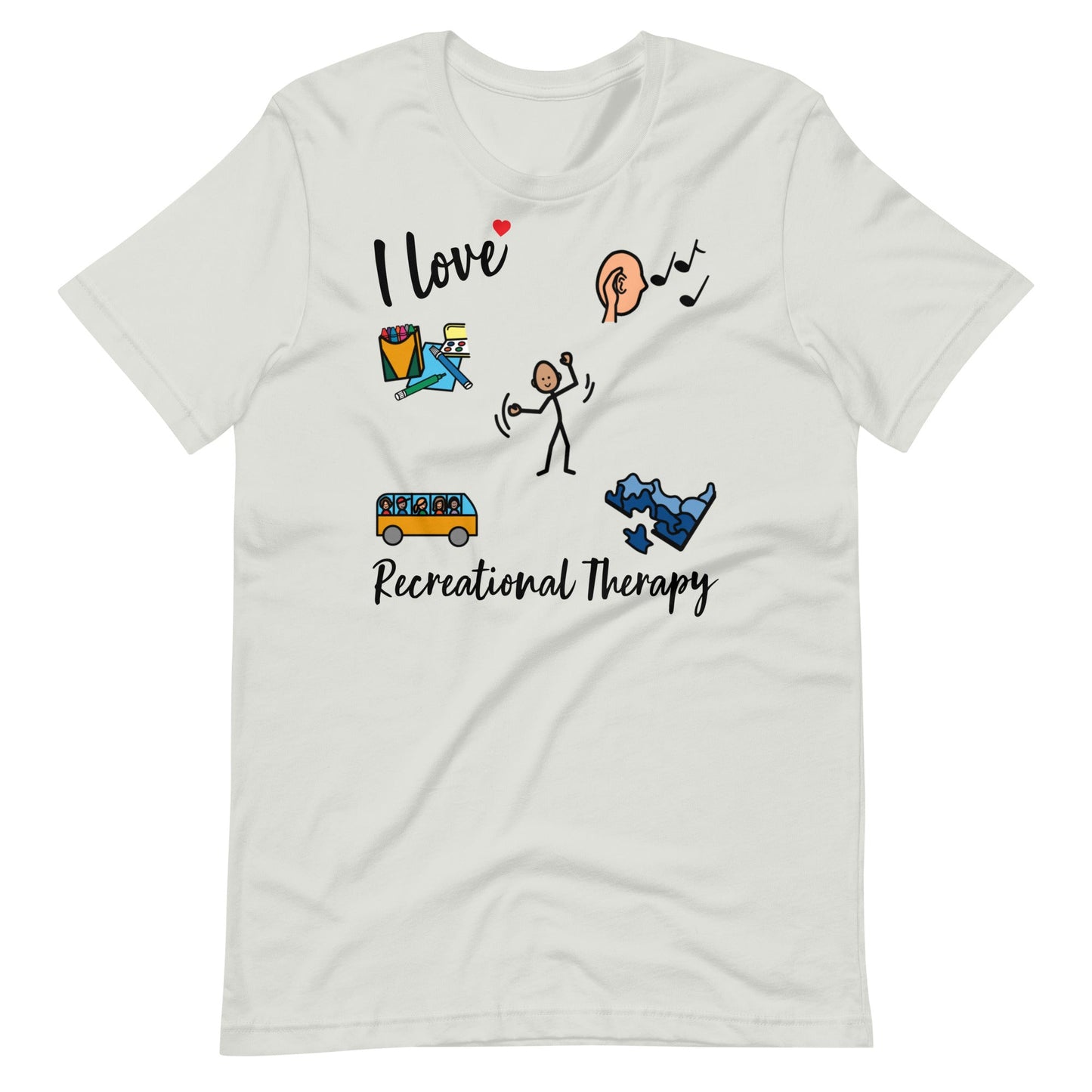 "I Love Recreational Therapy" Rec Therapist t-shirt with Boardmaker Picture Communication Symbols Unisex